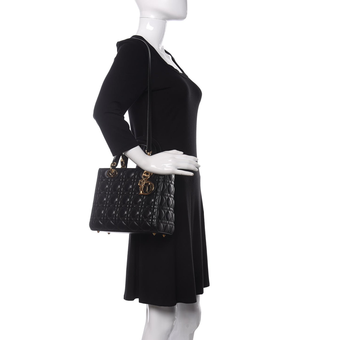 Lambskin Cannage Medium Lady Dior Black