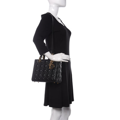 Christian Dior Lambskin Cannage Medium Lady Dior Black 2 of 11