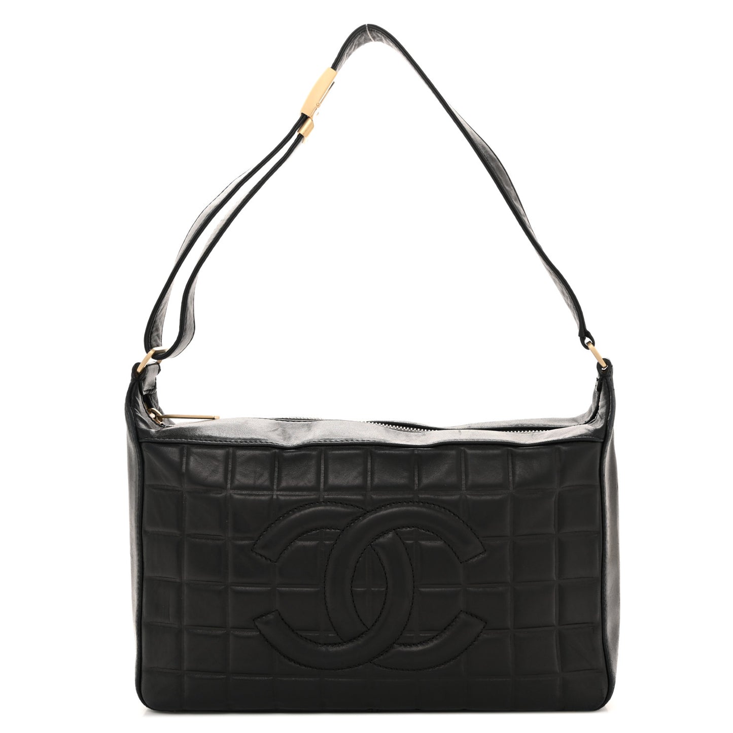 Lambskin Quilted Medium Chocolate Bar Shoulder Bag Black