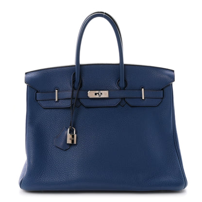 Hermes Taurillon Clemence Birkin 35 Bleu Brighton 1 of 13