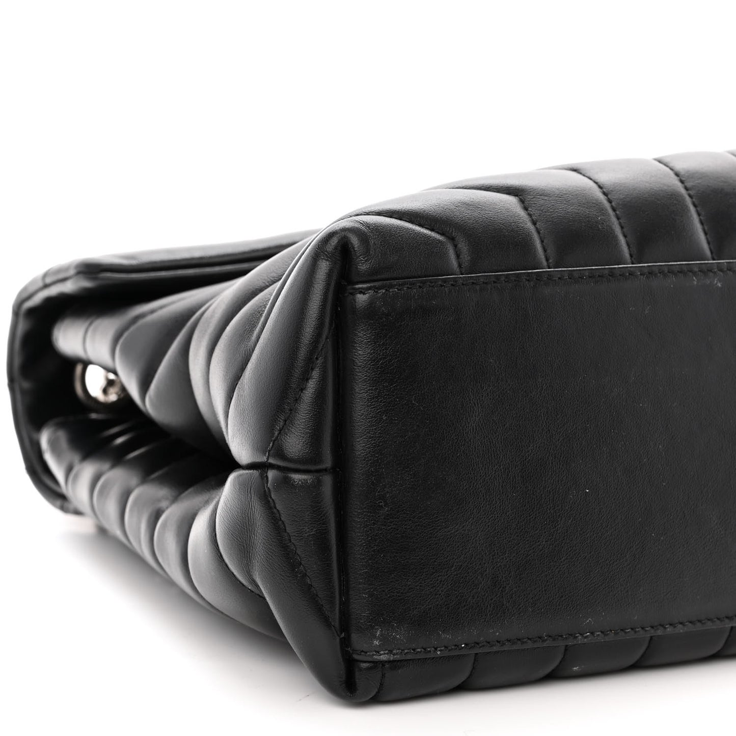 Calfskin Y Quilted Monogram Medium Loulou Chain Satchel Black