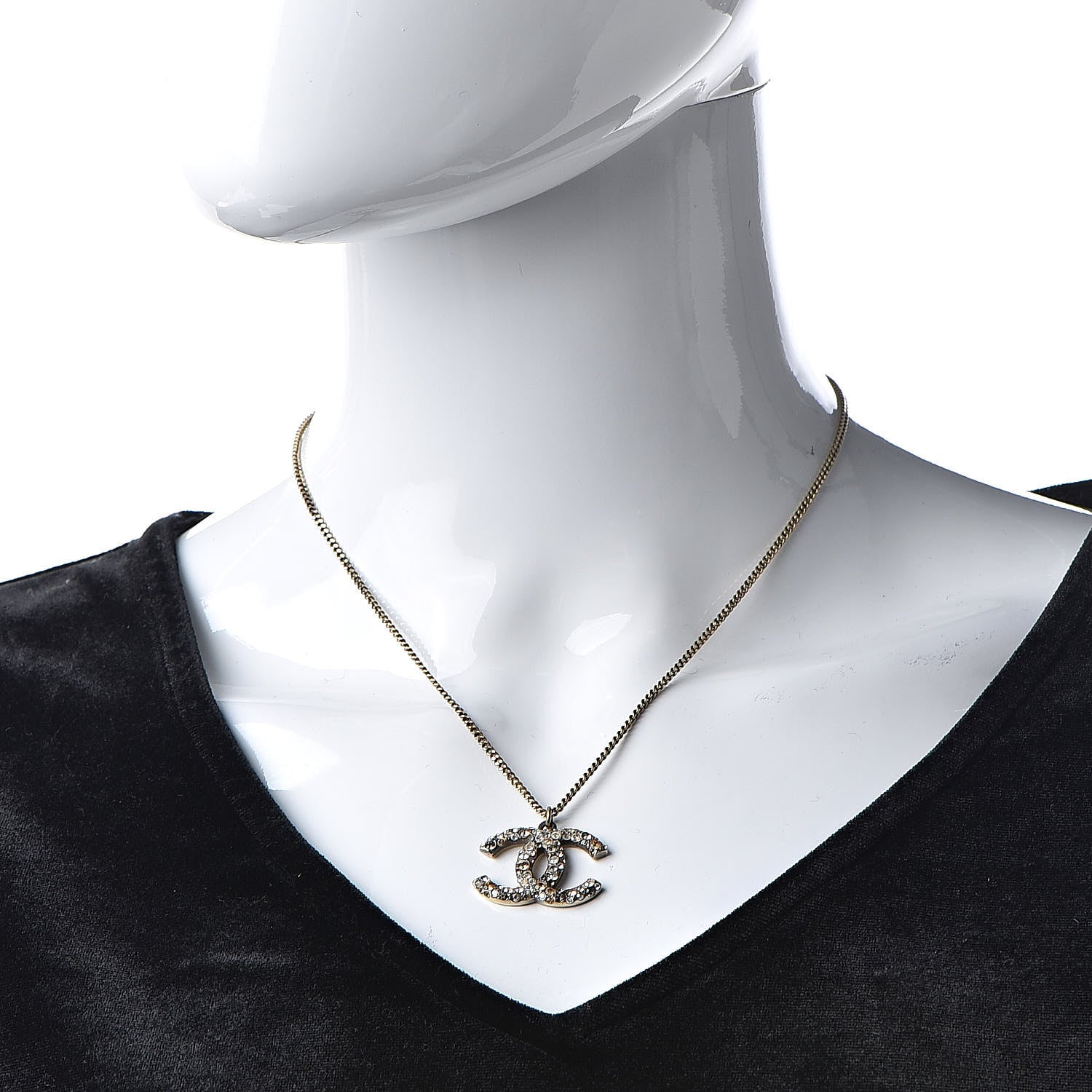 Chanel Crystal CC Necklace Multicolor Gold 2 of 7