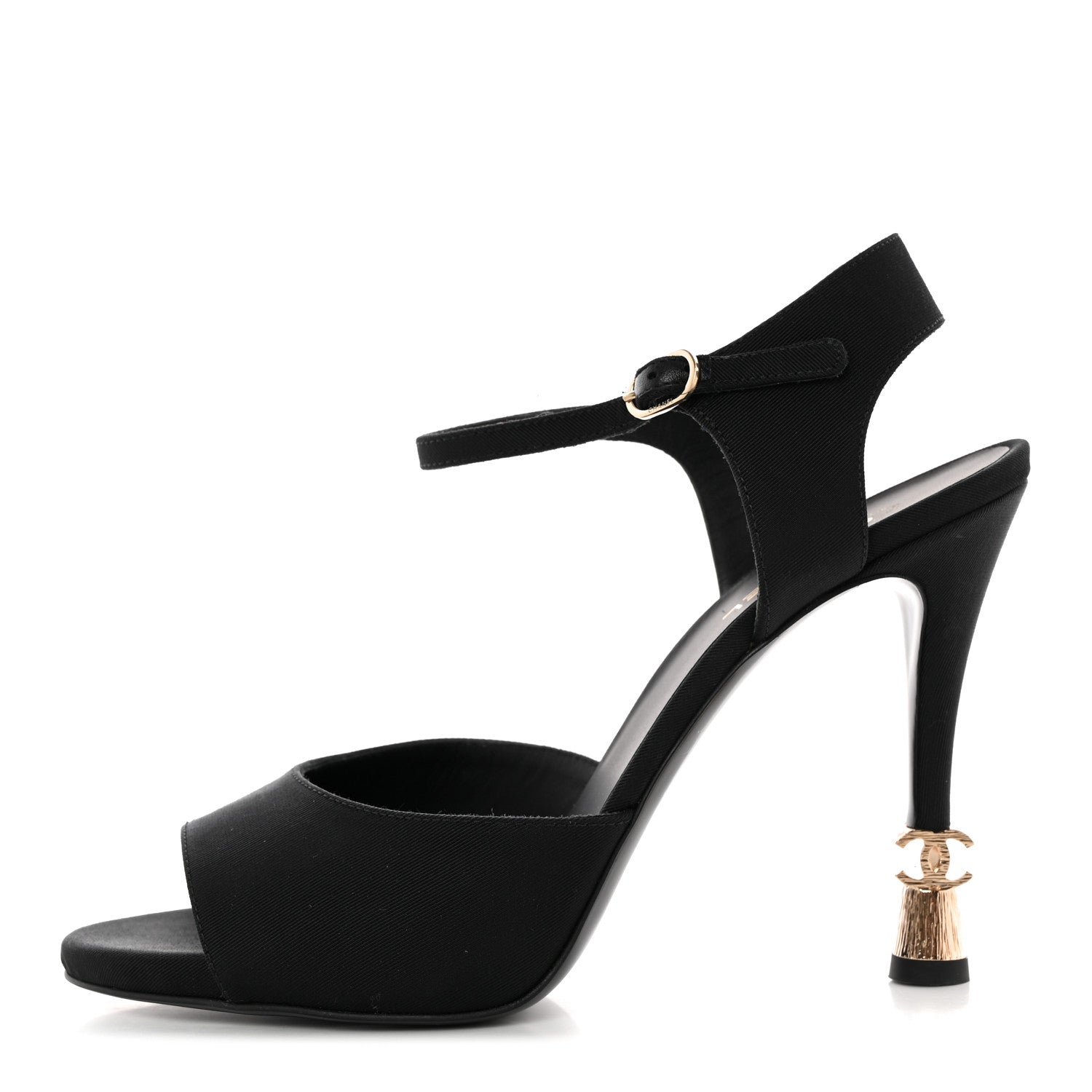 Chanel Grosgrain Metal CC Sandals 39.5 Black 1 of 11