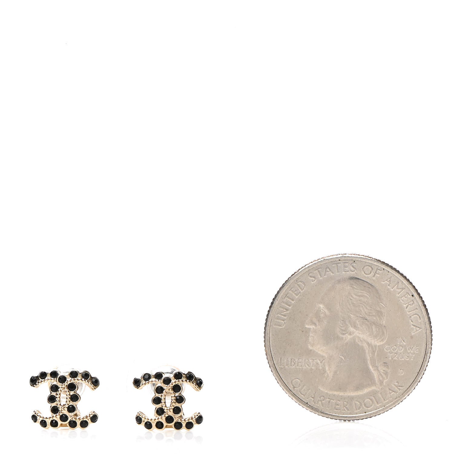 Chanel Crystal CC Earrings Black Gold 2 of 4