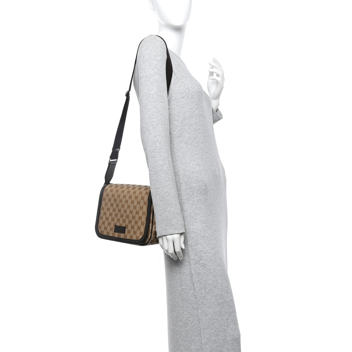 Gucci Monogram Flap Messenger Bag Beige Dark Brown 2 of 10