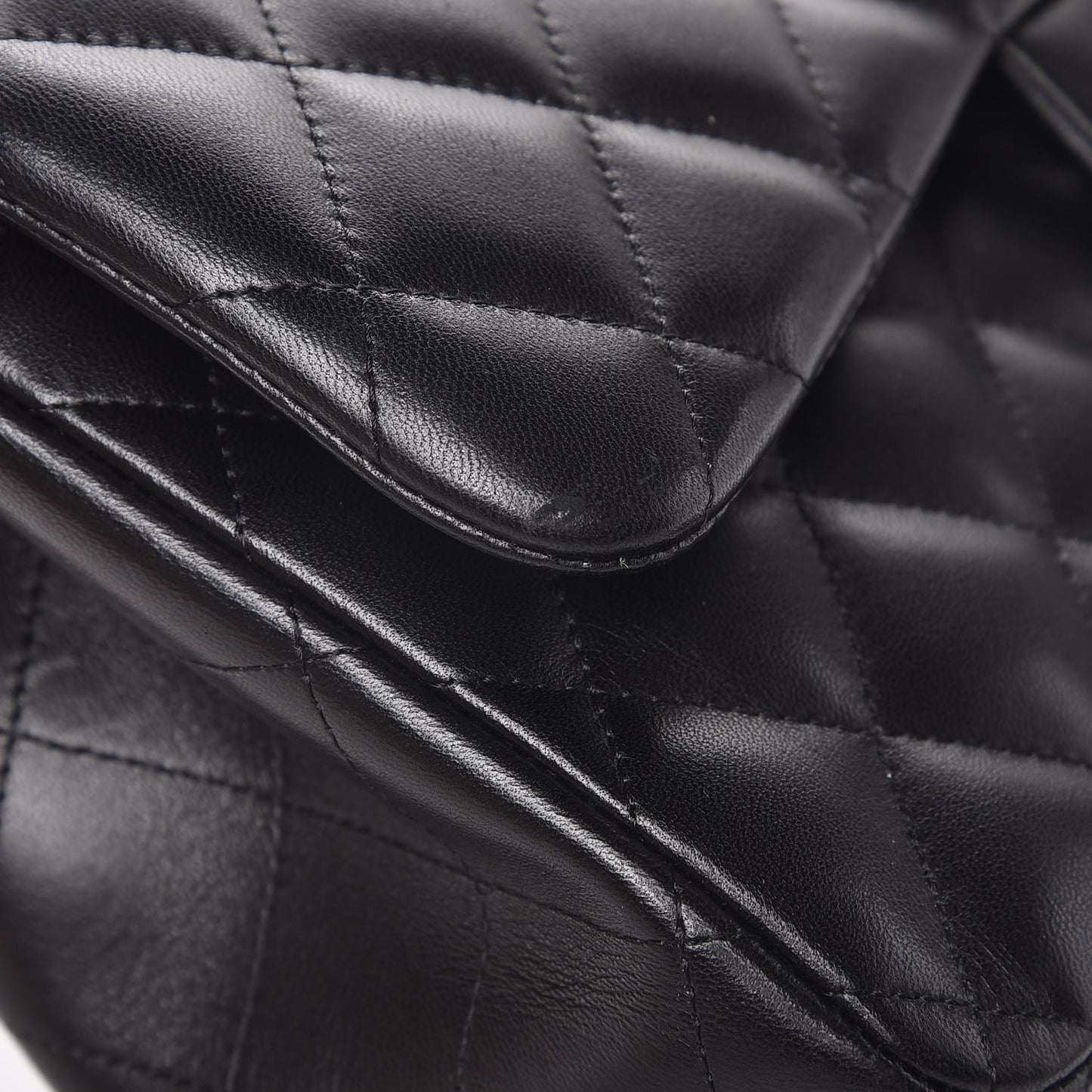 Lambskin Quilted Jumbo Double Flap Black