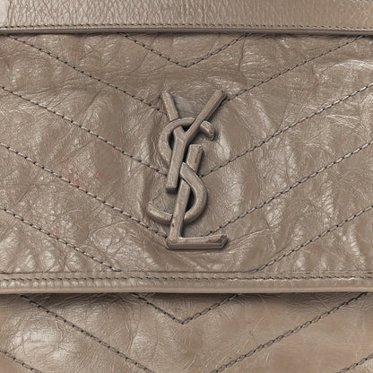 Saint Laurent Crinkled Calfskin Matelasse Monogram Medium Niki Chain Satchel Gold Sand 9 of 12