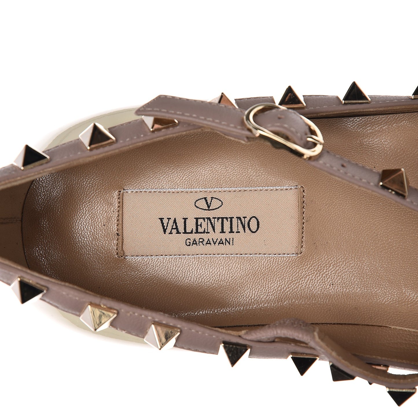 Patent Rockstud Cage Ballerina Flats 38 Light Ivory Poudre