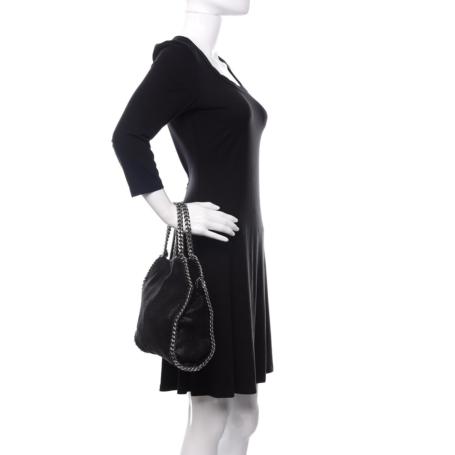 Stella McCartney Shaggy Deer Mini Falabella Fold Over Tote Black 2 of 9