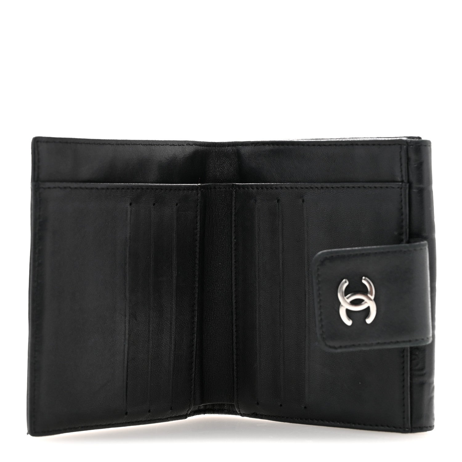 Chanel Calfskin Lucky Symbols Compact French Flap Wallet Black 5 of 12