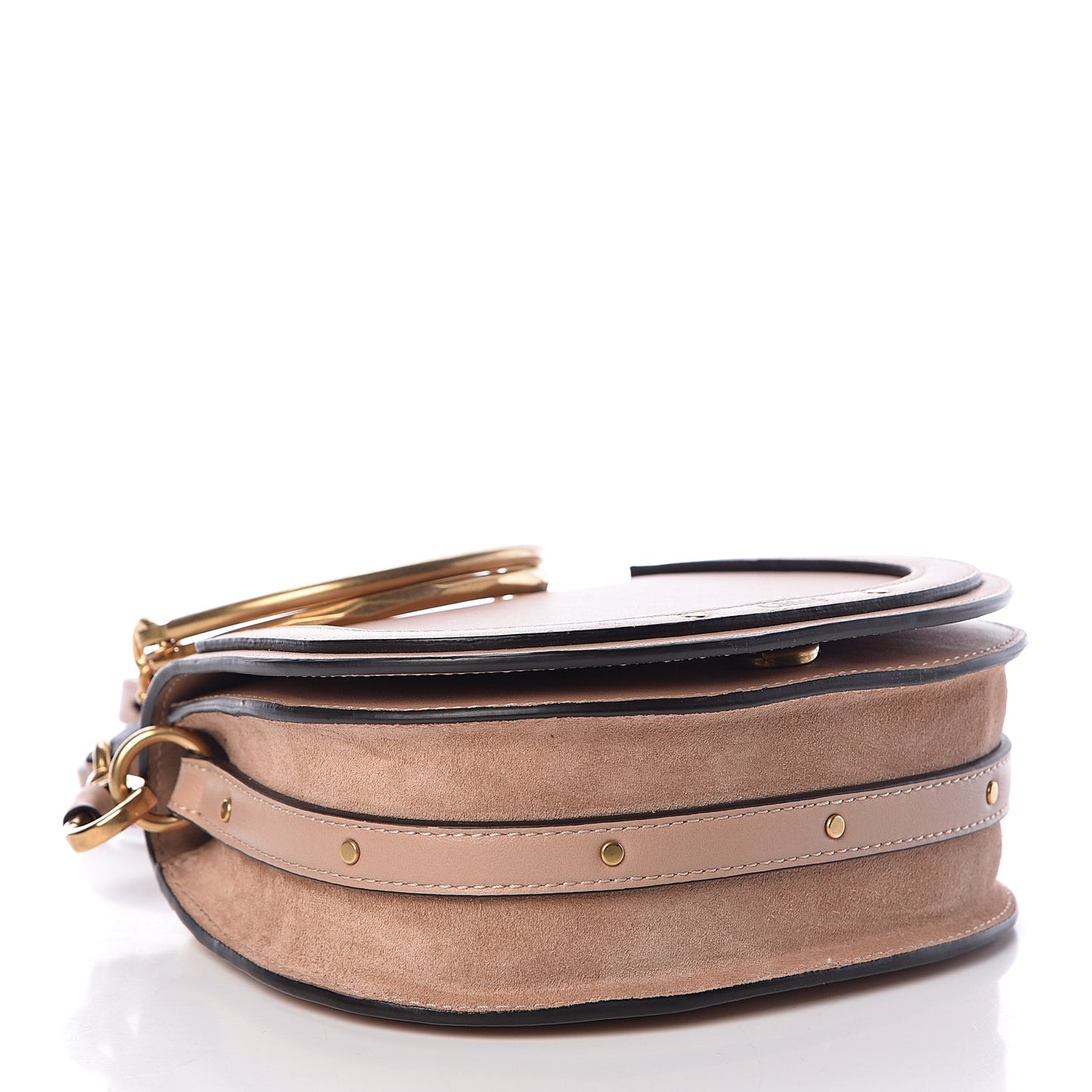 Calfskin Suede Small Nile Bracelet Bag Biscotti Beige