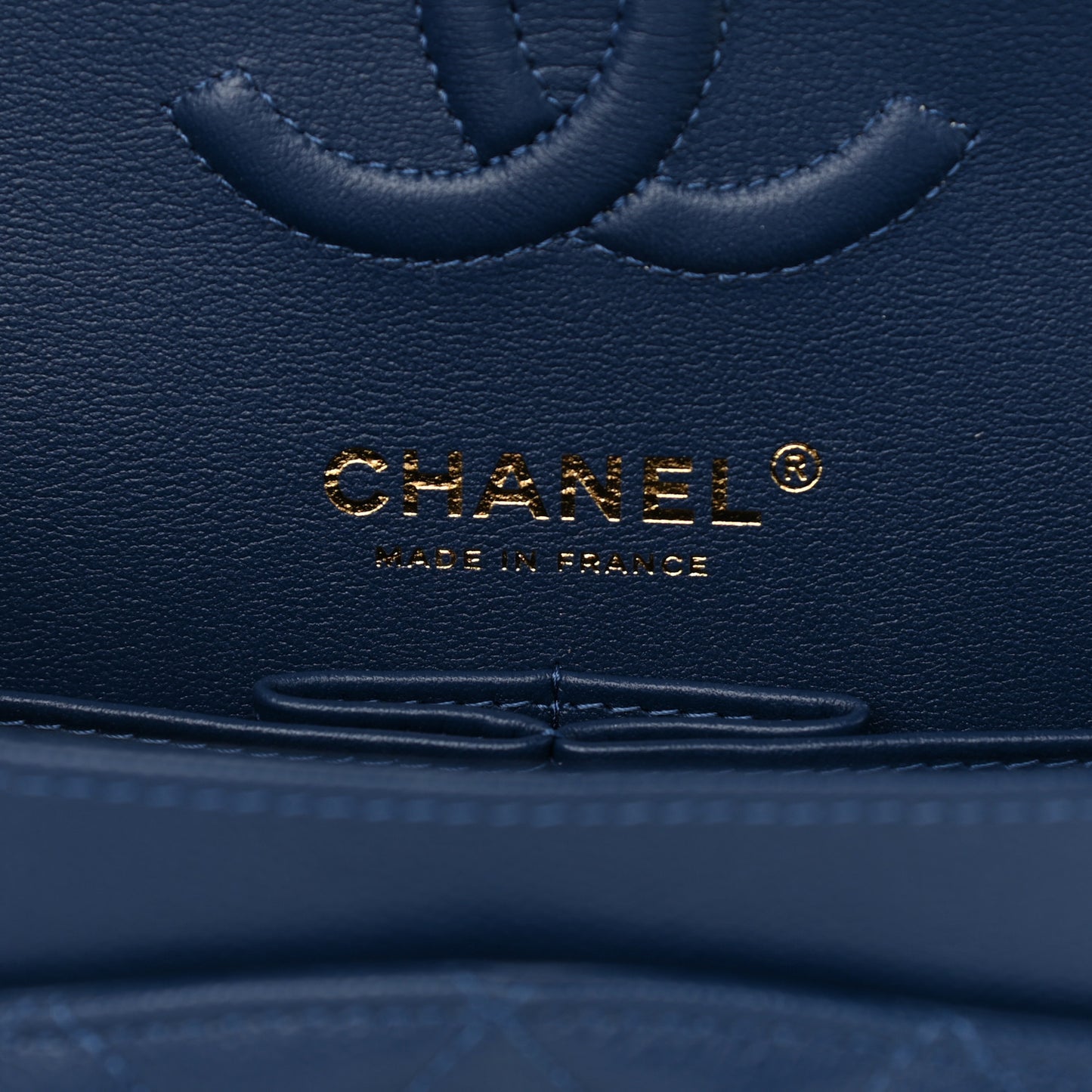 Caviar Quilted Small Double Flap Dark Blue