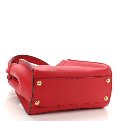 Fendi Vitello Seta Canvas FF Embroidered Mini Peekaboo Iconic Satchel Rosso Cardinale Multicolor 4 of 8