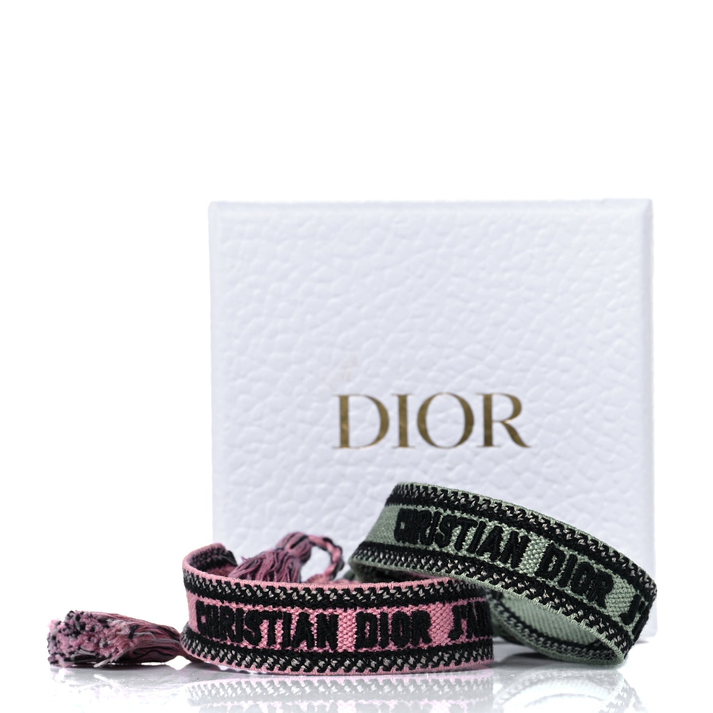 Woven Cotton J'Adior Friendship Bracelet Set Green Pink
