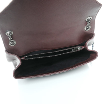 Saint Laurent Calfskin Mixed Matelasse Triquilt Large Monogram Envelope Satchel Bordeaux 5 of 9
