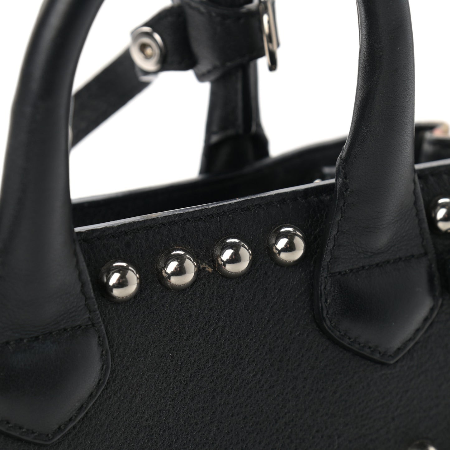 Pebbled Calfskin House Check Studded Baby Banner Tote Black