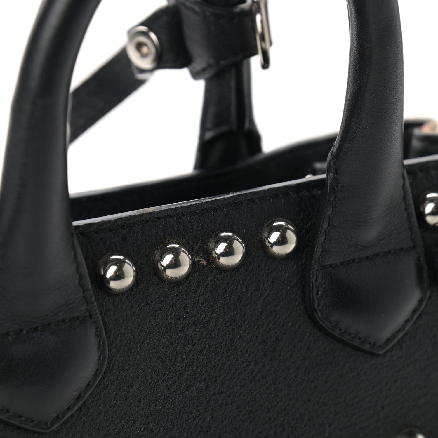Burberry Pebbled Calfskin House Check Studded Baby Banner Tote Black 14 of 14