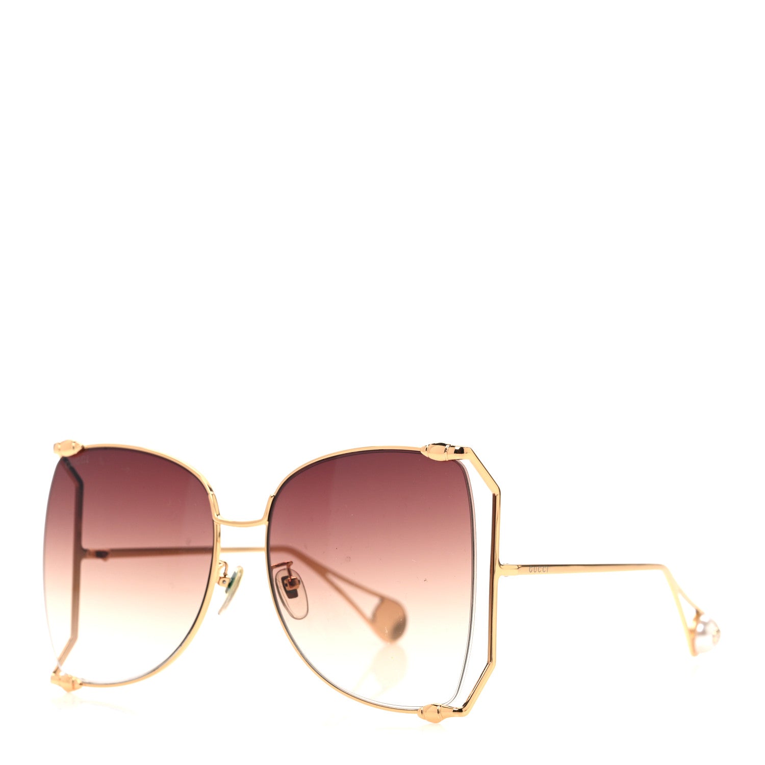Gucci Oversized Round Sunglasses GG0252S Gold Brown 1 of 8