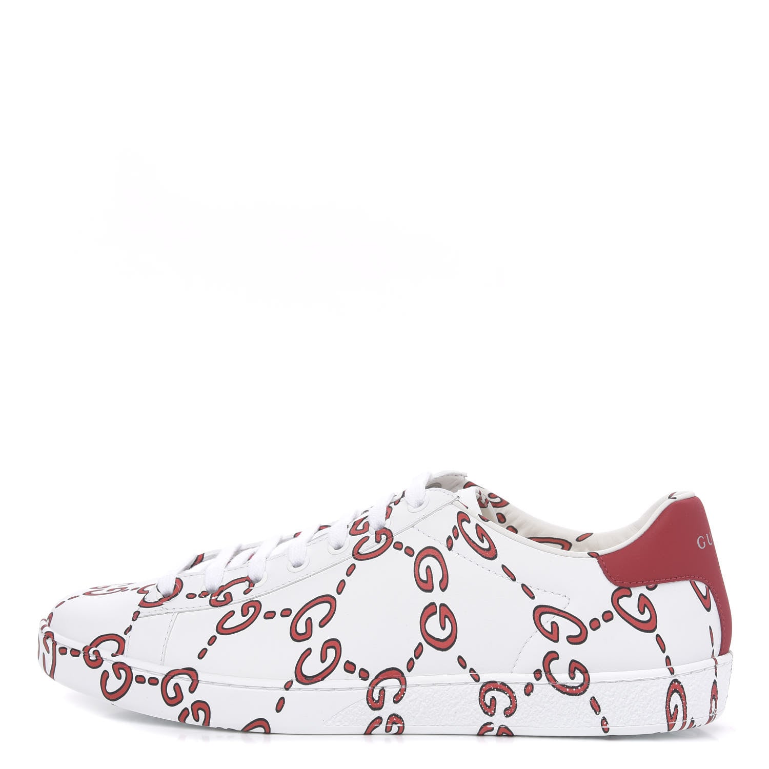 Gucci Calfskin GucciGhost Print Womens Ace Sneakers 39.5 White Hibiscus Red 1 of 10