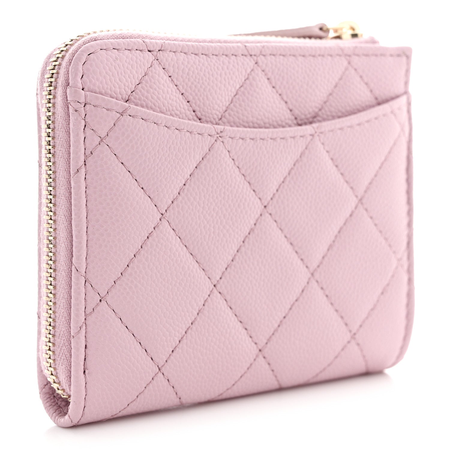 Chanel Caviar Quilted CC Zip Around Card Holder Wallet Light Purple 3 of 7
