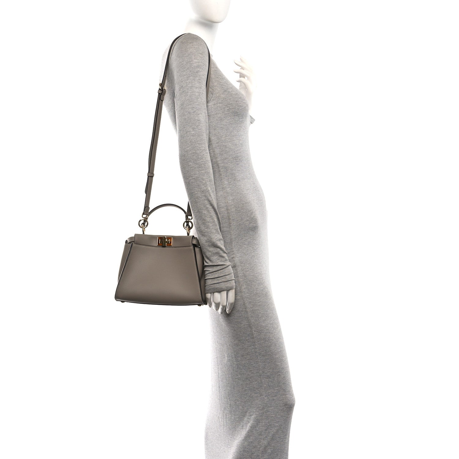 Fendi Vitello Seta Shiny Nappa Plexiglass Tortoise Mini Peekaboo Iconic Satchel Tortora 2 of 10
