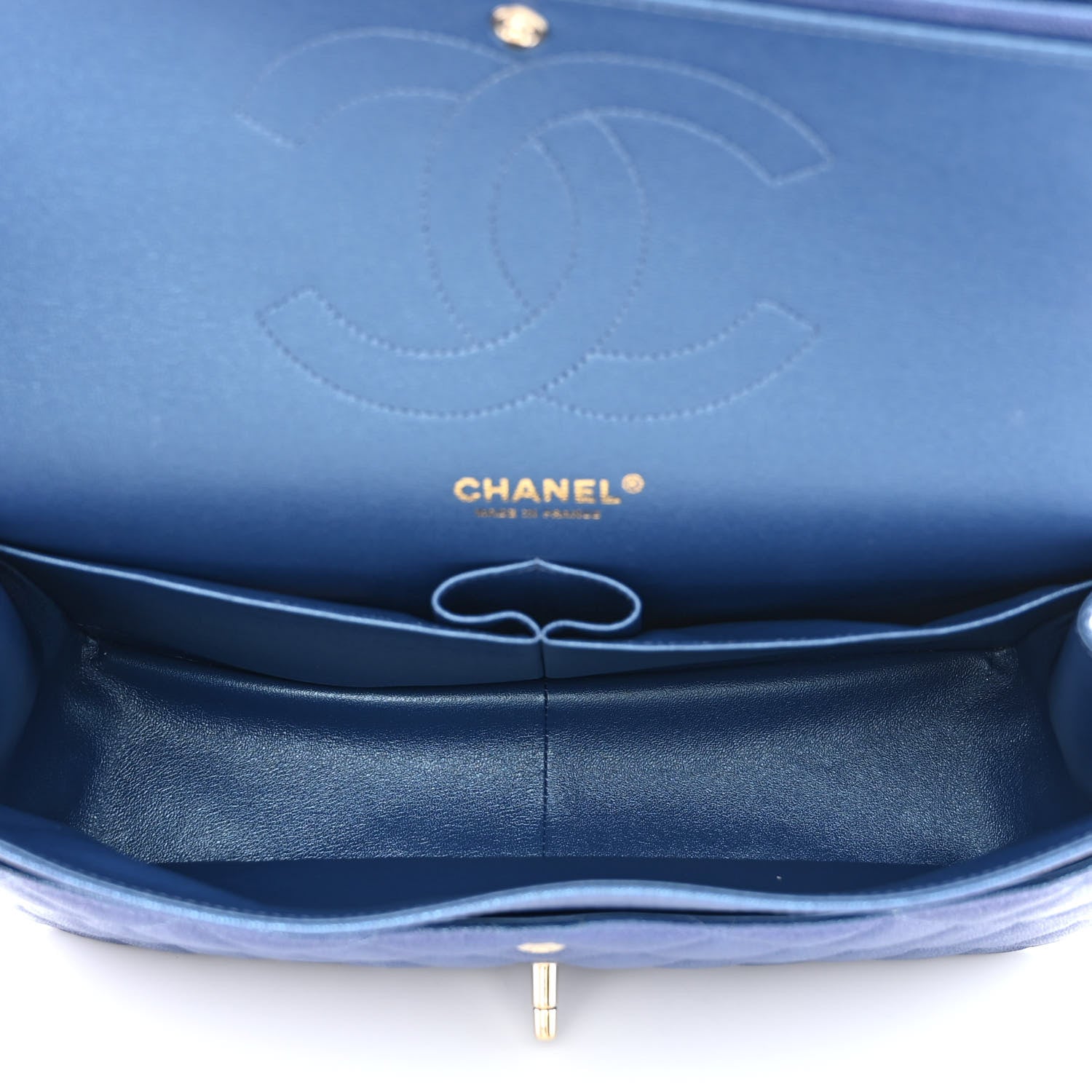 Chanel Iridescent Caviar Quilted Jumbo Double Flap Dark Blue 5 of 11