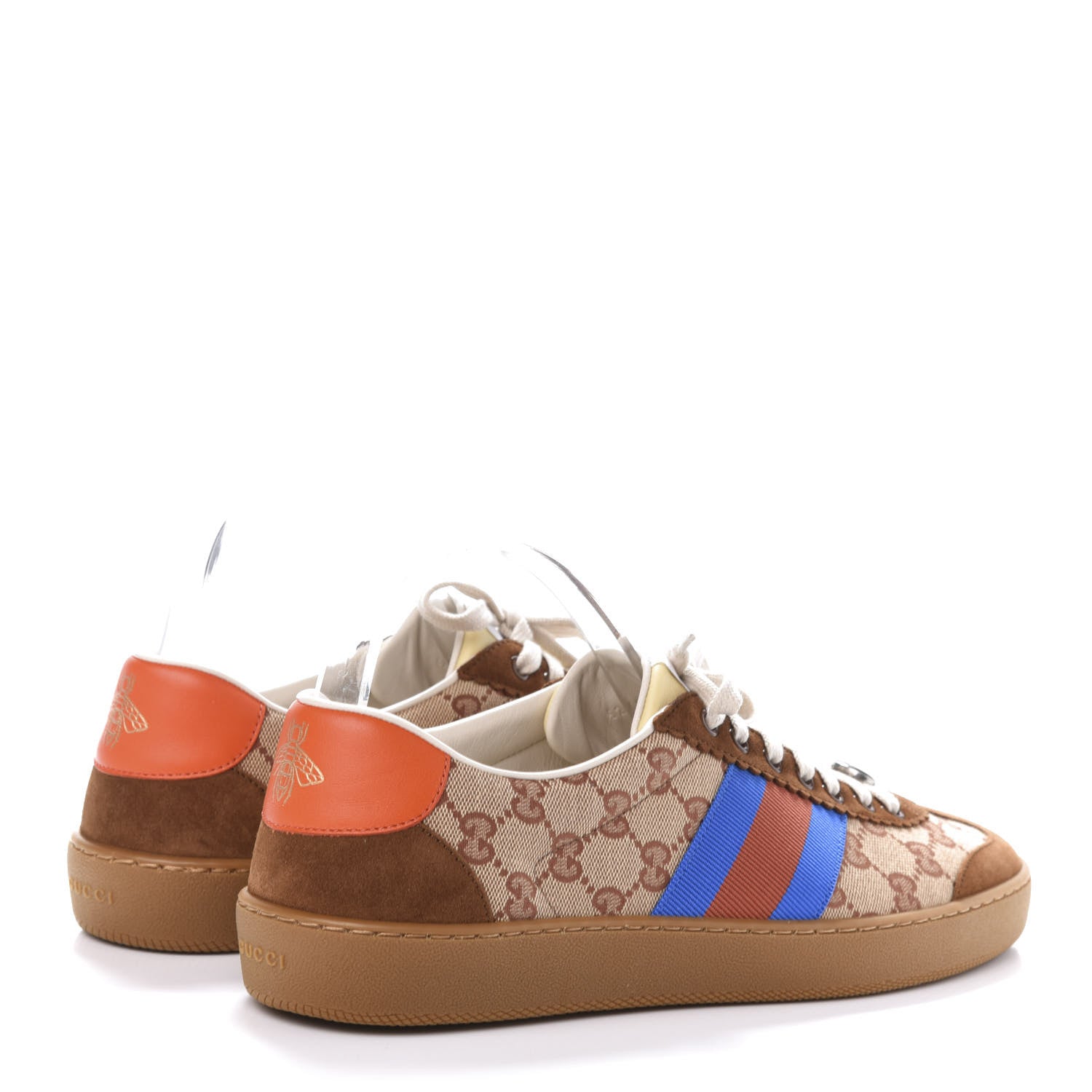 Gucci GG Monogram Suede Web Mens G74 Sneakers 10.5 Beige Ruggine Cuir 4 of 10