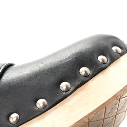Prada Natural Calfskin Metal Triangle Logo 45mm Clogs 40 Black Sabbia 14 of 15