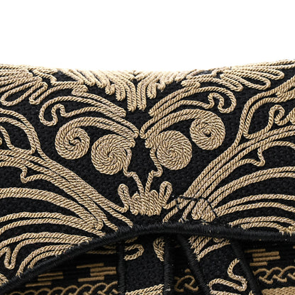 Christian Dior Canvas Embroidered Ornamental Cornely Saddle Bag Black Beige 8 of 12