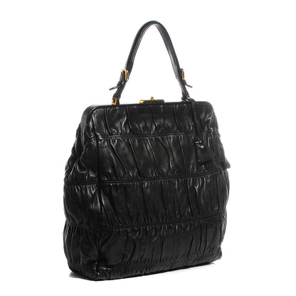 Prada Nappa Dressy Gaufre Framed Tote Black 3 of 9