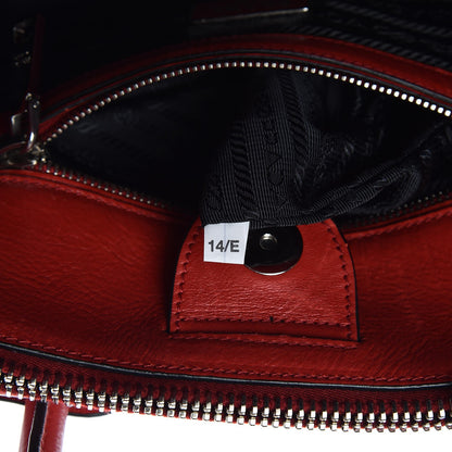 Prada Glace Calf Small Twin Pocket Tote Fuoco 7 of 13