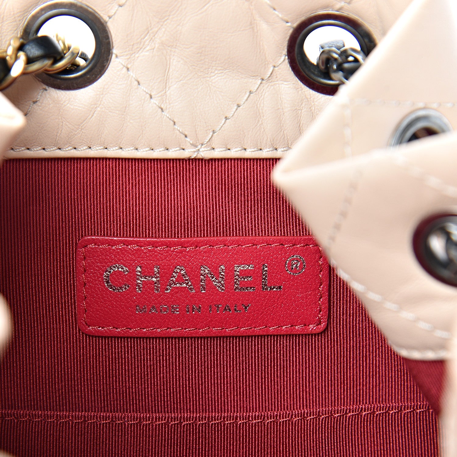 Chanel Aged Calfskin Quilted Small Gabrielle Backpack Beige Black 5 of 10