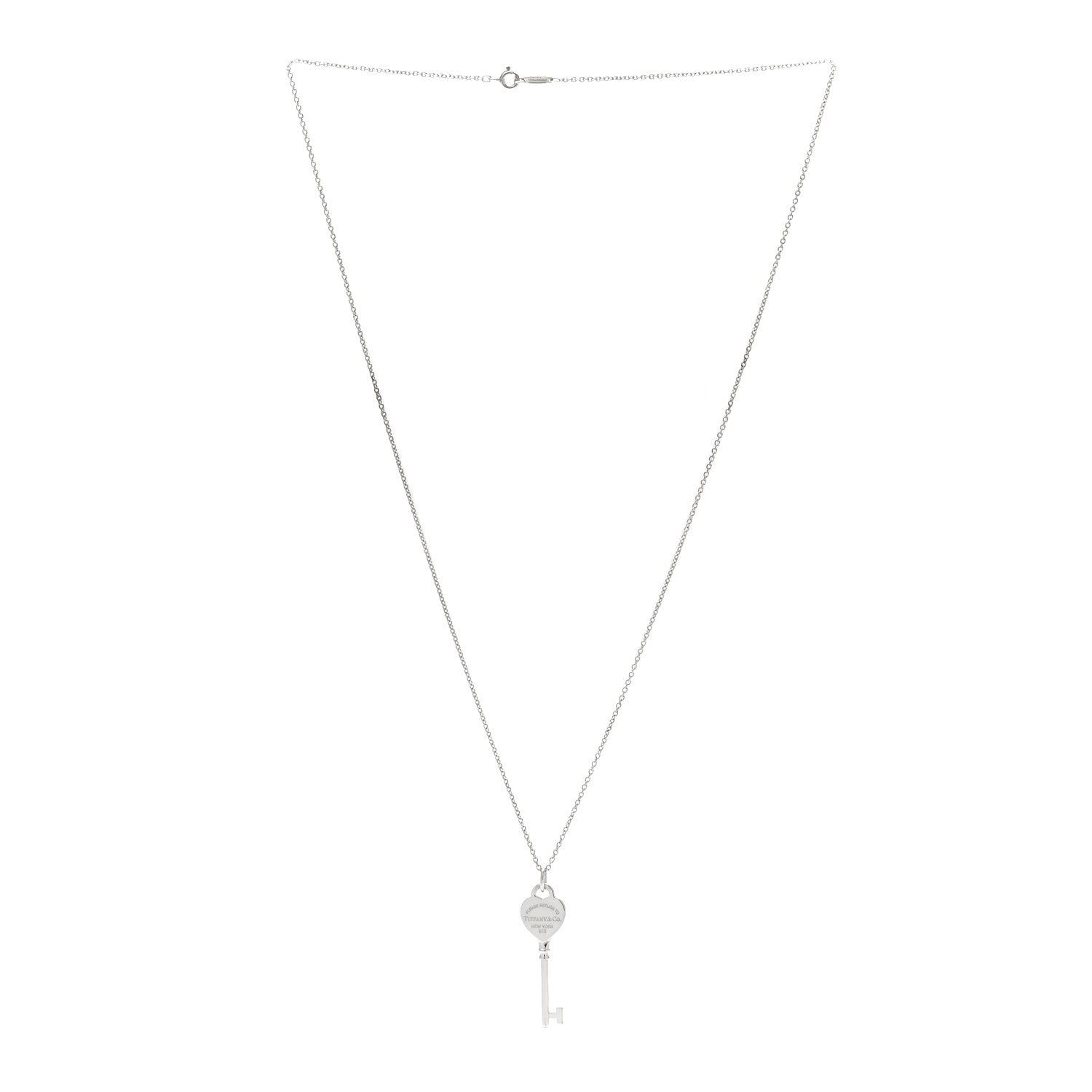 Tiffany Sterling Silver Return to Tiffany Heart Key Pendant Necklace 3 of 5
