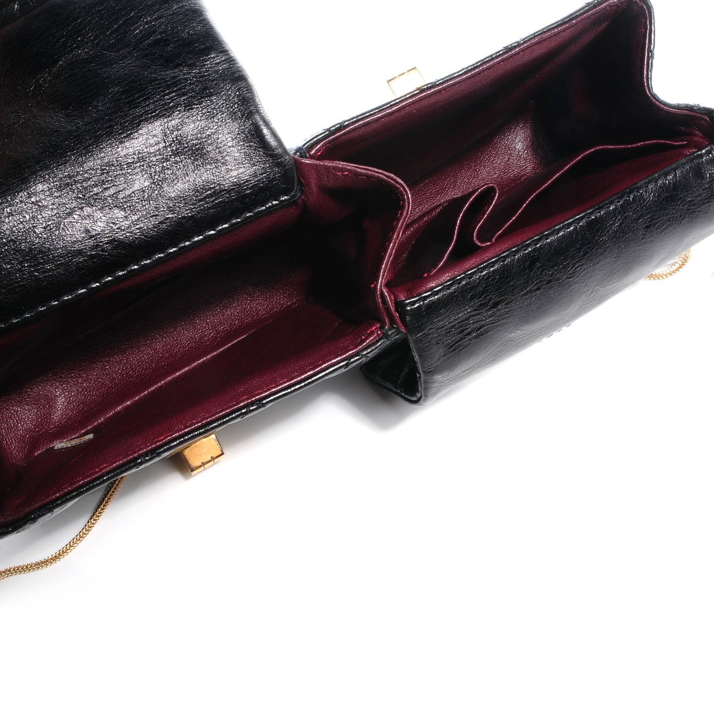 Glazed Calfskin Quilted Reissue Double Flap Clutch Black
