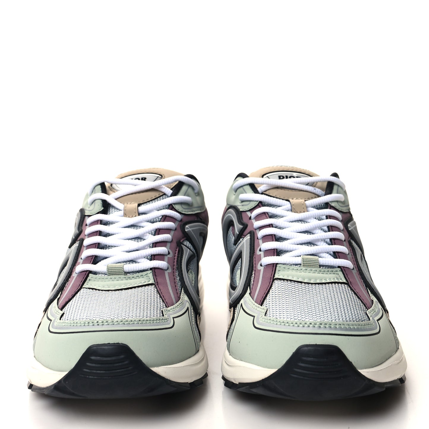 Technical Mesh Calfskin Mens B30 Sneakers 43 Grey Brown