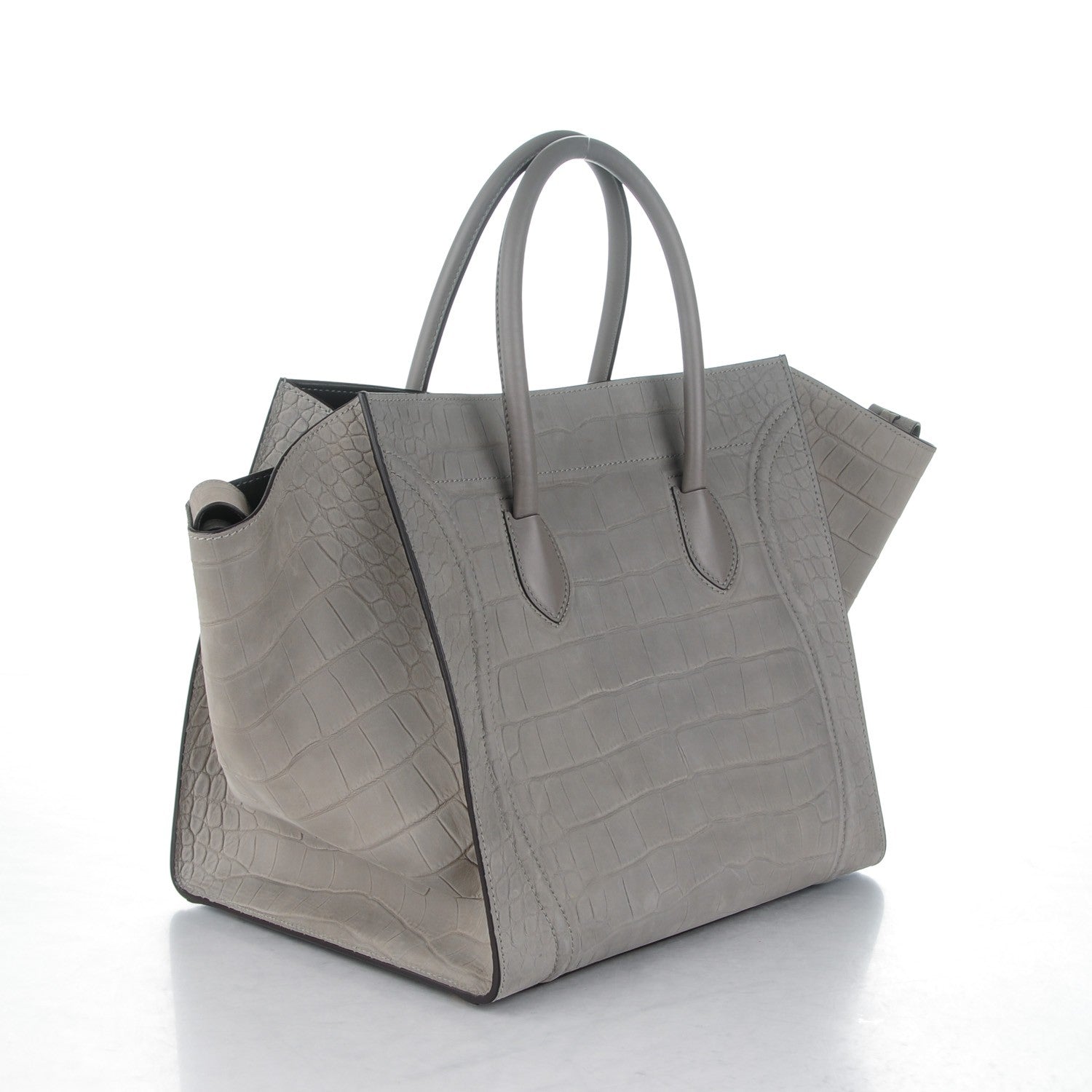 Celine Crocodile Embossed Nubuck Large Phantom Luggage Grey 3 of 8