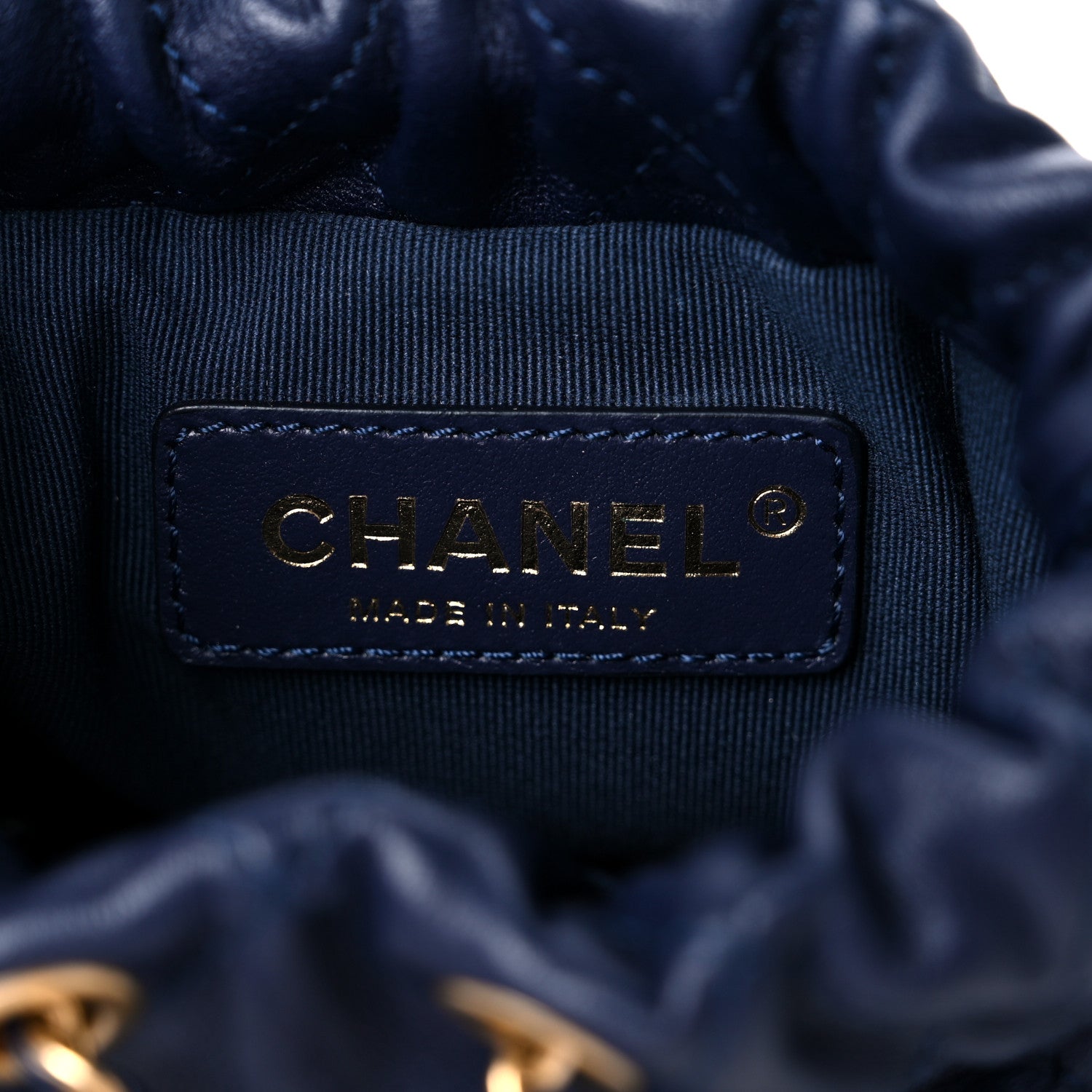 Chanel Calfskin Quilted Pearl Mini About Pearls Drawstring Bucket Bag Navy 6 of 10