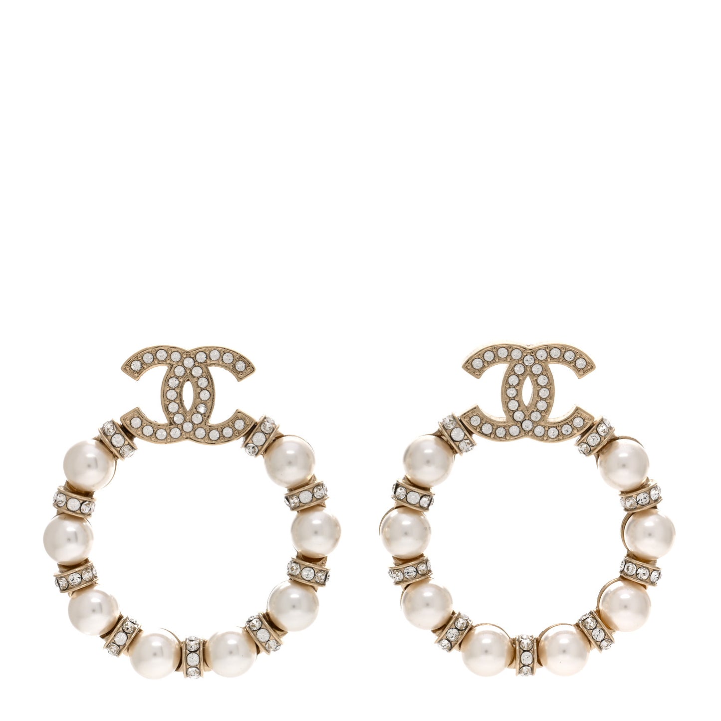 Pearl Crystal Nefertiti CC Drop Earrings Gold