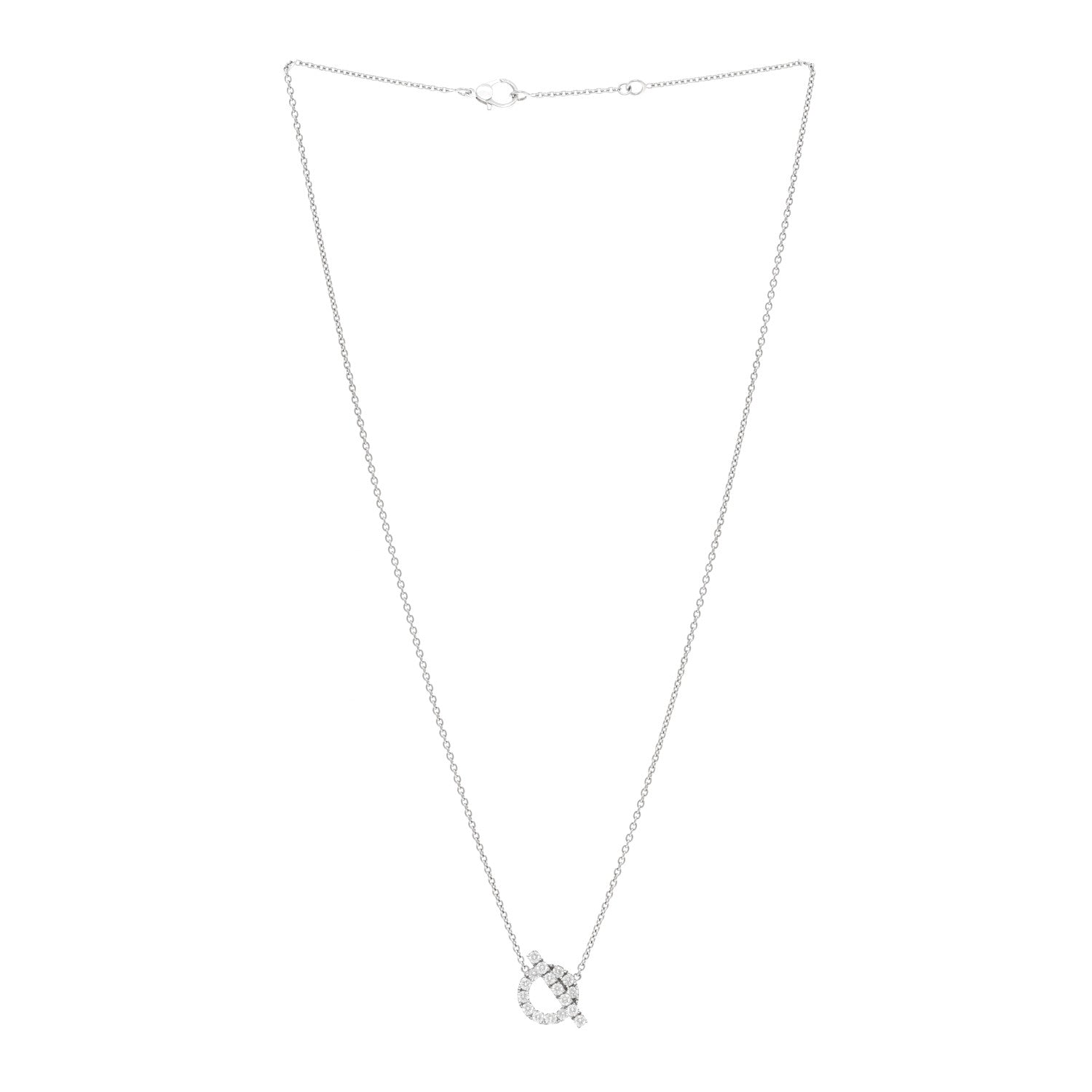 Hermes 18K White Gold Diamond Finesse Pendant Necklace 3 of 4