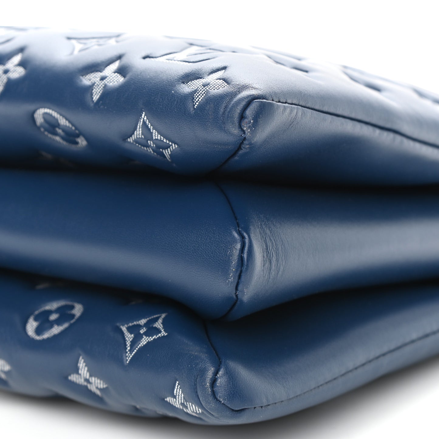 Lambskin Embossed Monogram Coussin PM Denim Blue