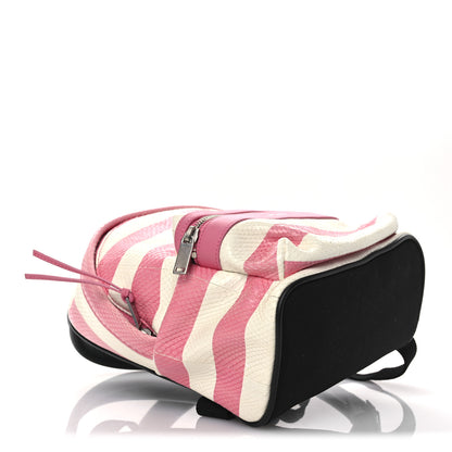 Saint Laurent Snakeskin Striped City Backpack Pink White 4 of 12