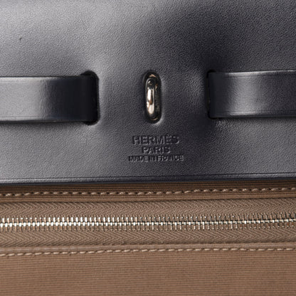 Hermes Vache Hunter Toile Herbag Zip 31 PM Etoupe Bleu Saphir 9 of 11