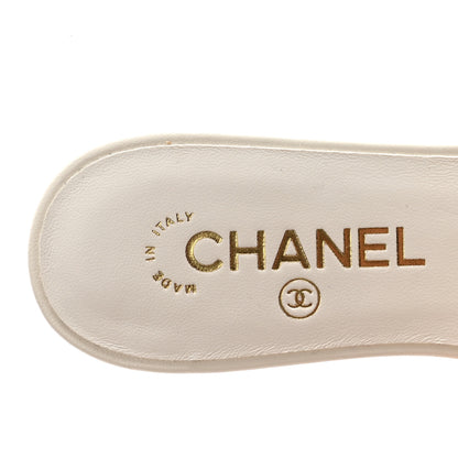 Chanel Lambskin CC Cutout Mules 37 Ivory Black 8 of 10