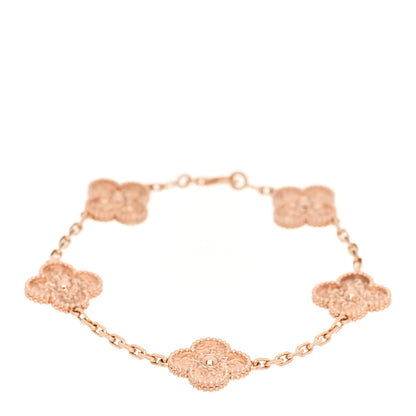 Van Cleef & Arpels 18K Rose Gold 5 Motifs Vintage Alhambra Bracelet 1 of 3