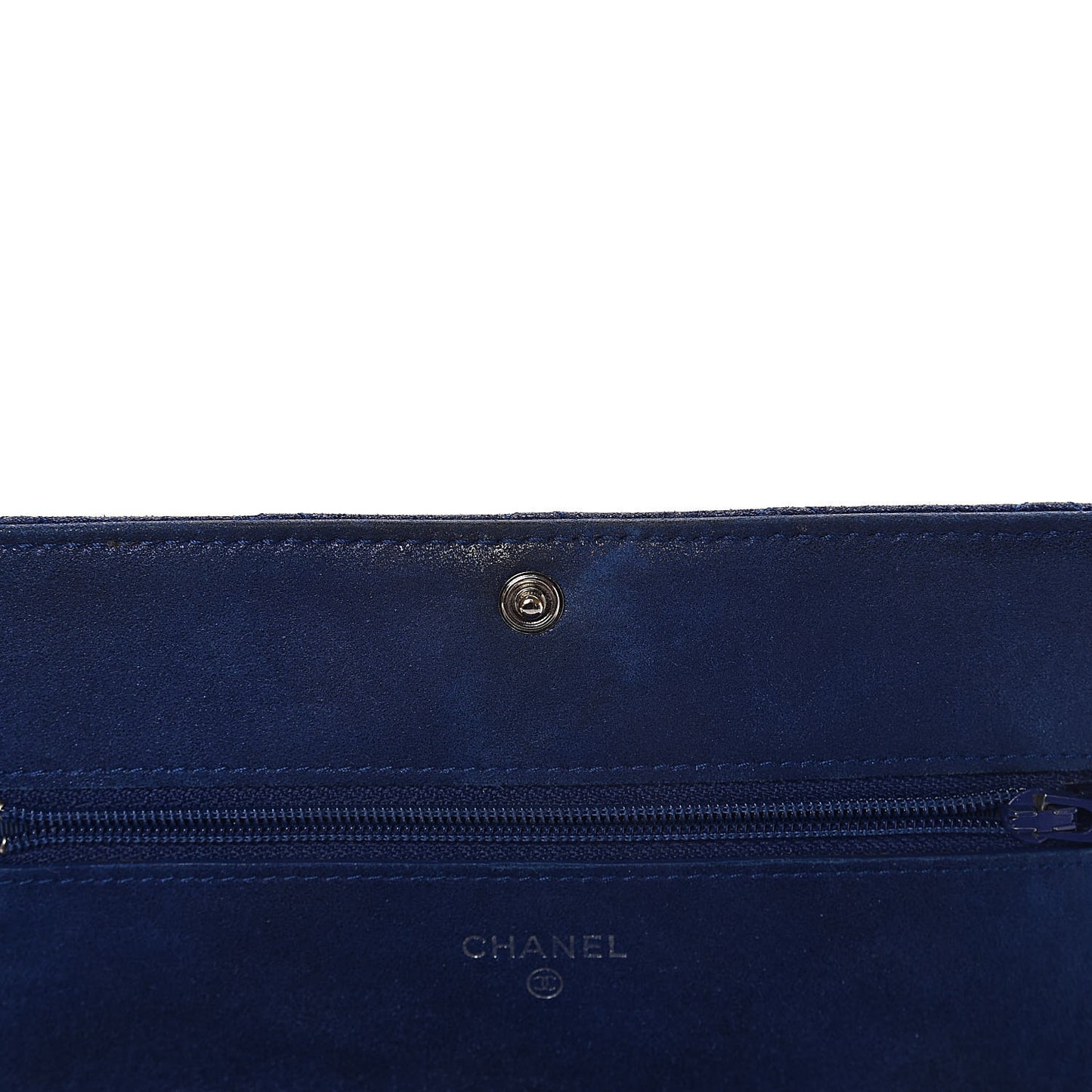 Iridescent Calfskin Quilted Wallet on Chain WOC Blue