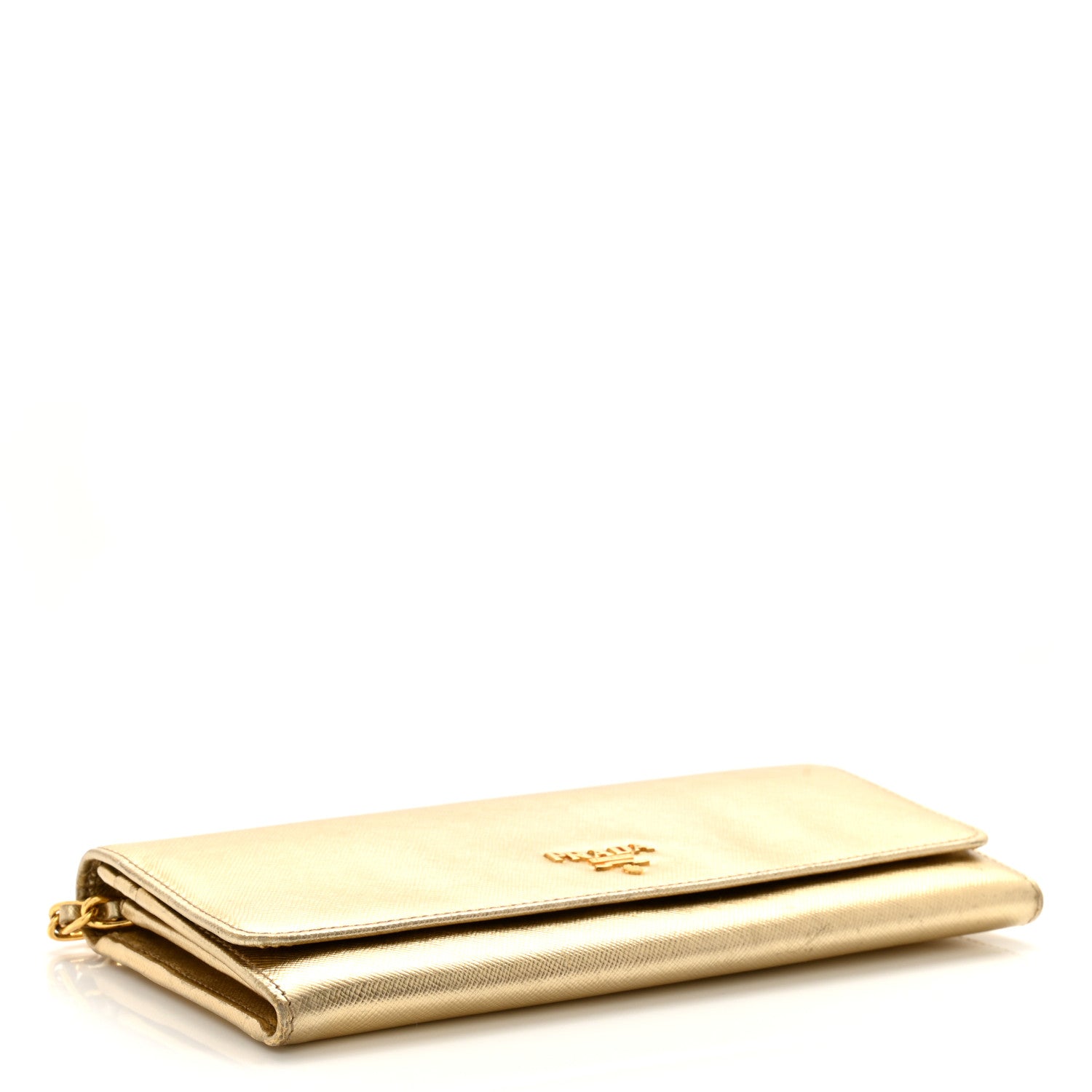 Prada Metallic Saffiano Wallet On Chain Platino 4 of 21