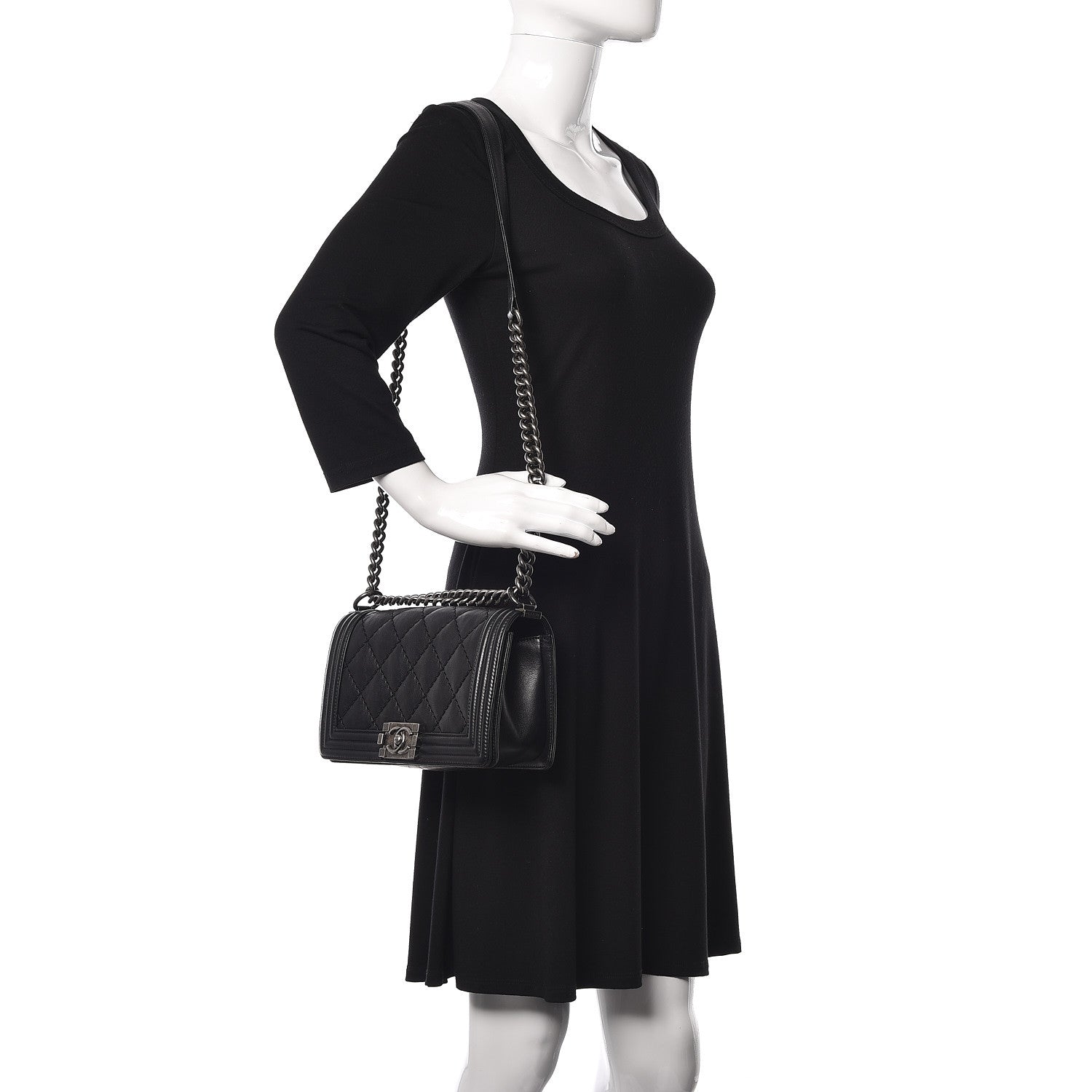 Chanel Calfskin Double Stitch Medium Boy Flap Black 2 of 13