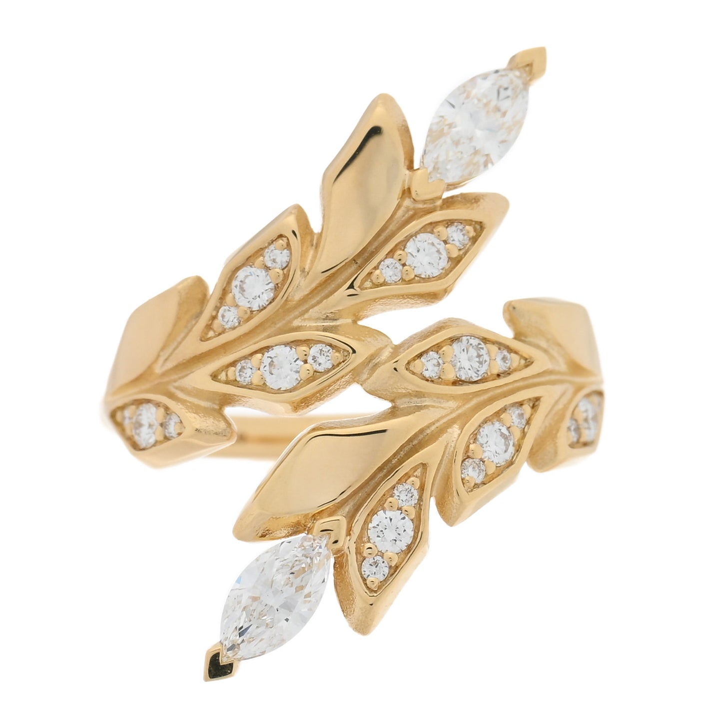 18K Yellow Gold Diamond Victoria Vine Bypass Ring 47 4