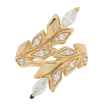 Tiffany 18K Yellow Gold Diamond Victoria Vine Bypass Ring 47 4 1 of 5