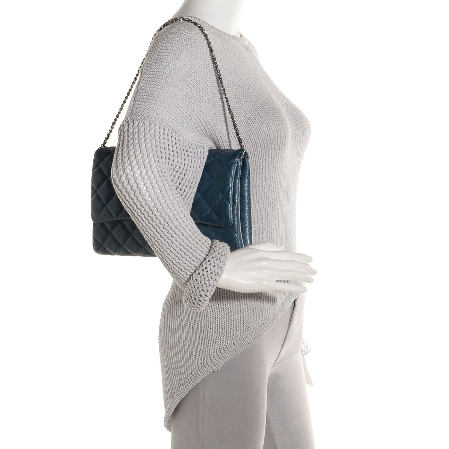 Chanel Iridescent Caviar Quilted Clutch With Chain Flap Blue 2 of 9